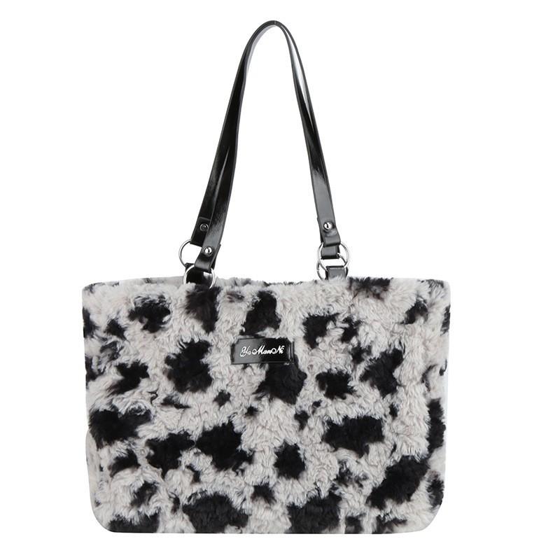 

Korean Large-capacity Fluffy Bag Shoulder Female Niche Design Plush Tote All-match Commuting сірий