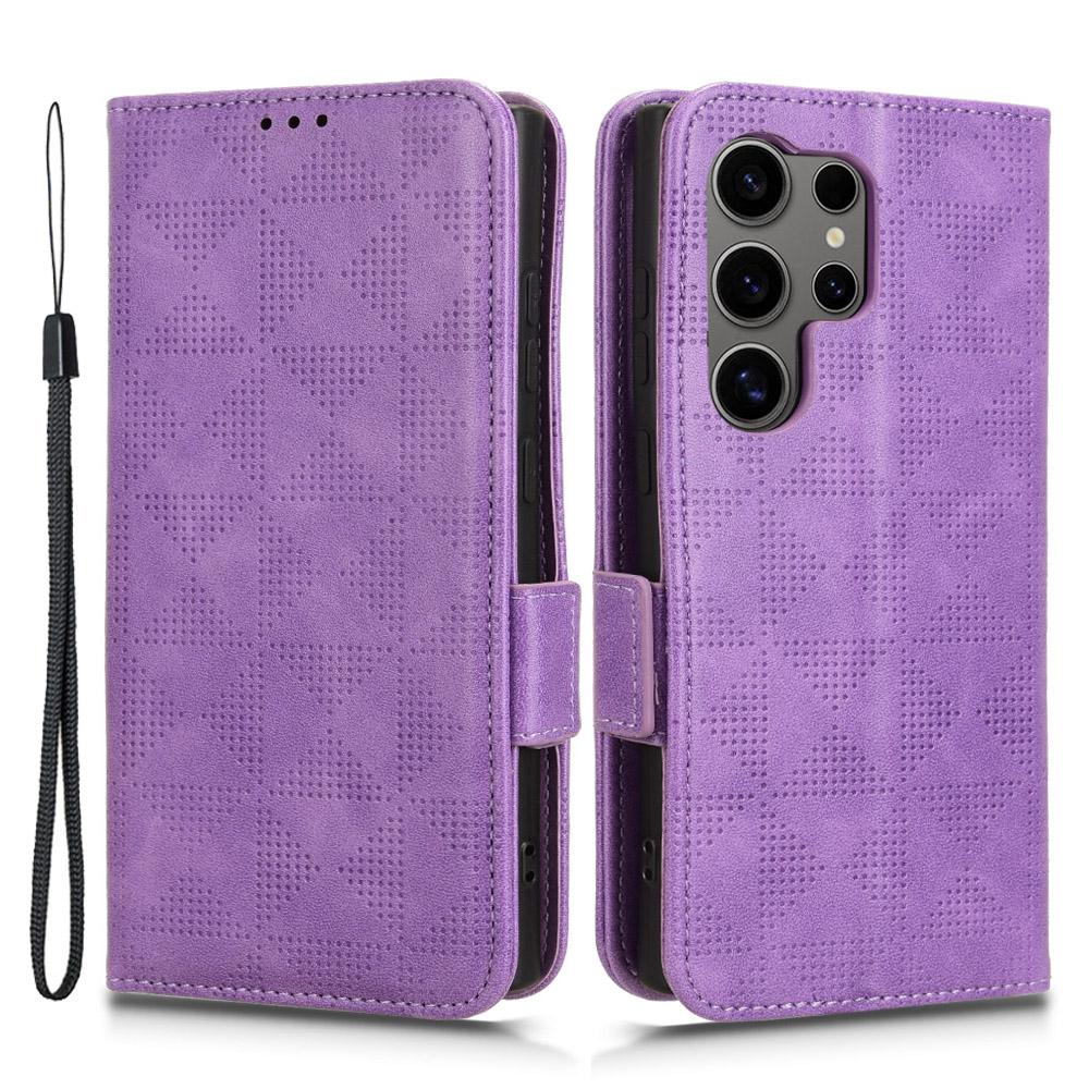 For Samsung Galaxy S24 Ultra Case Imprinted Triangle Leather Wallet Shockproof Cover with Stand