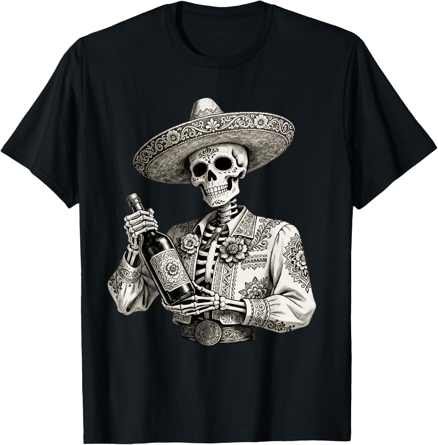 Dia De Los Muertos Costume Day of The Dead Sugar Skull T-Shirt XL