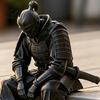 Unique Resin Sculptures for Table 3D Printed Contemplative Warrior Figurine Seated Edge Sitting Statue Gifts Men Desk Accessories Desktop