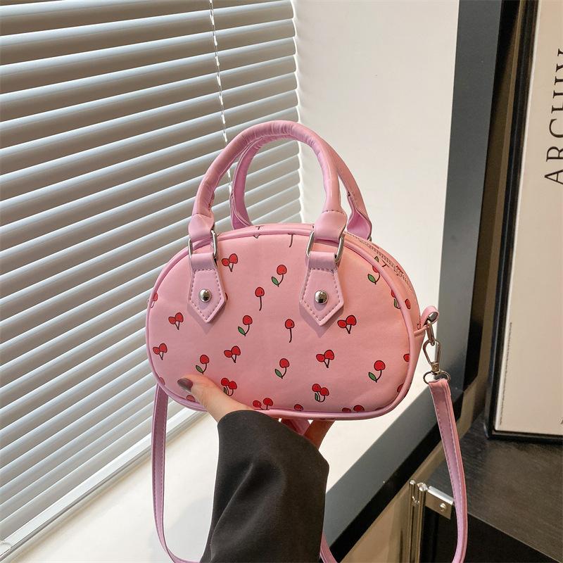 2025 New Printed Cherry Women's Tote Bag Shoulder Messenger Bag Women's Casual Large-capacity Handbag Mommy Bag