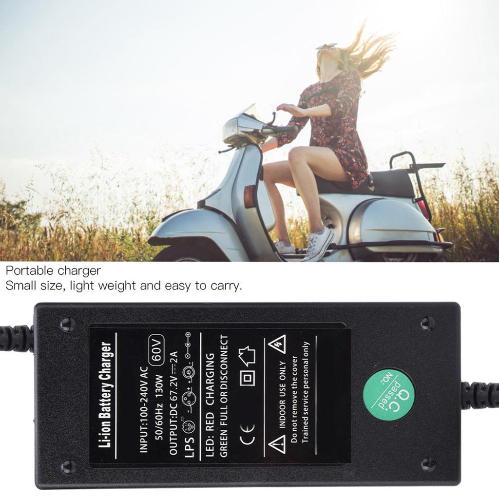12AH Plastic Portable Universal Battery Charger for Electric Scooter Bicycle DC67.2V 2A
