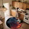 Flame Fox and Wolf,Round Area Rug,Carpet Rug for Living Room Bedroom Sofa Playroom Decor,Non-slip Floor Mat