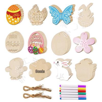 DIY Unfinished Wooden Crafts: Natural Wood Holiday Hanging Decorations for Kids