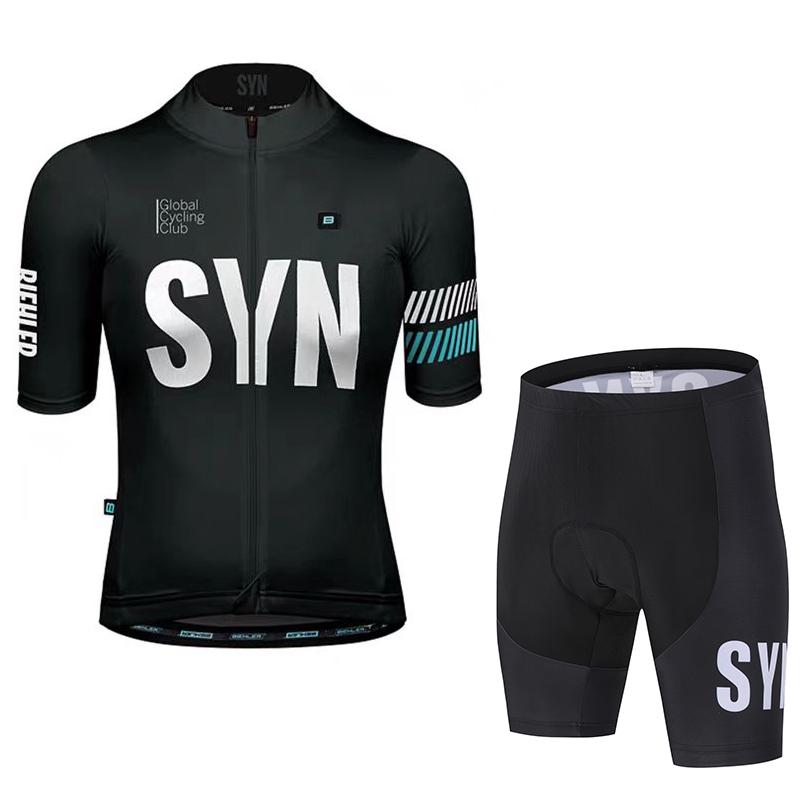 Black Cycling Jersey Men's Cycling Bib Summer Cycling Sportswear Set Polyester Fiber Cycling Short Top Cycling Shorts