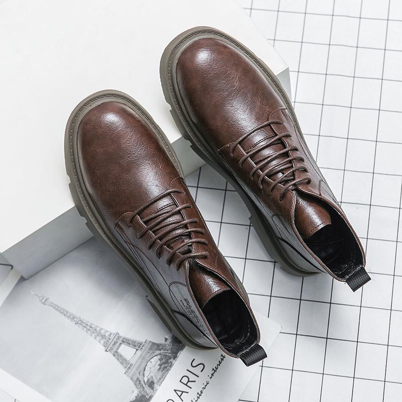 Brand Genuine Leather Chelsea Boots for Men Black Formal Lace Up Boots British Style Men Light Ankle Boots Business Casual Shoes