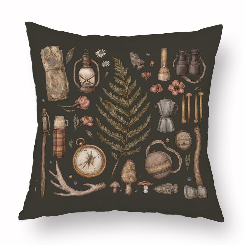 Flower Fox Pillowcase Cushion Animal skull Print Sofa Soft Pillowcase Retro Living Room Bedroom Home Decor Pillowcase