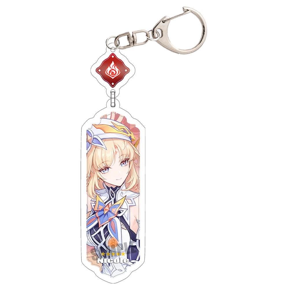 

Anime Keychain Linnea Flins Durin Mualani Furina Arlecchin Key Chain Accessories Genshin Impact Cute Bag Pendant Key Ring Gift розовый