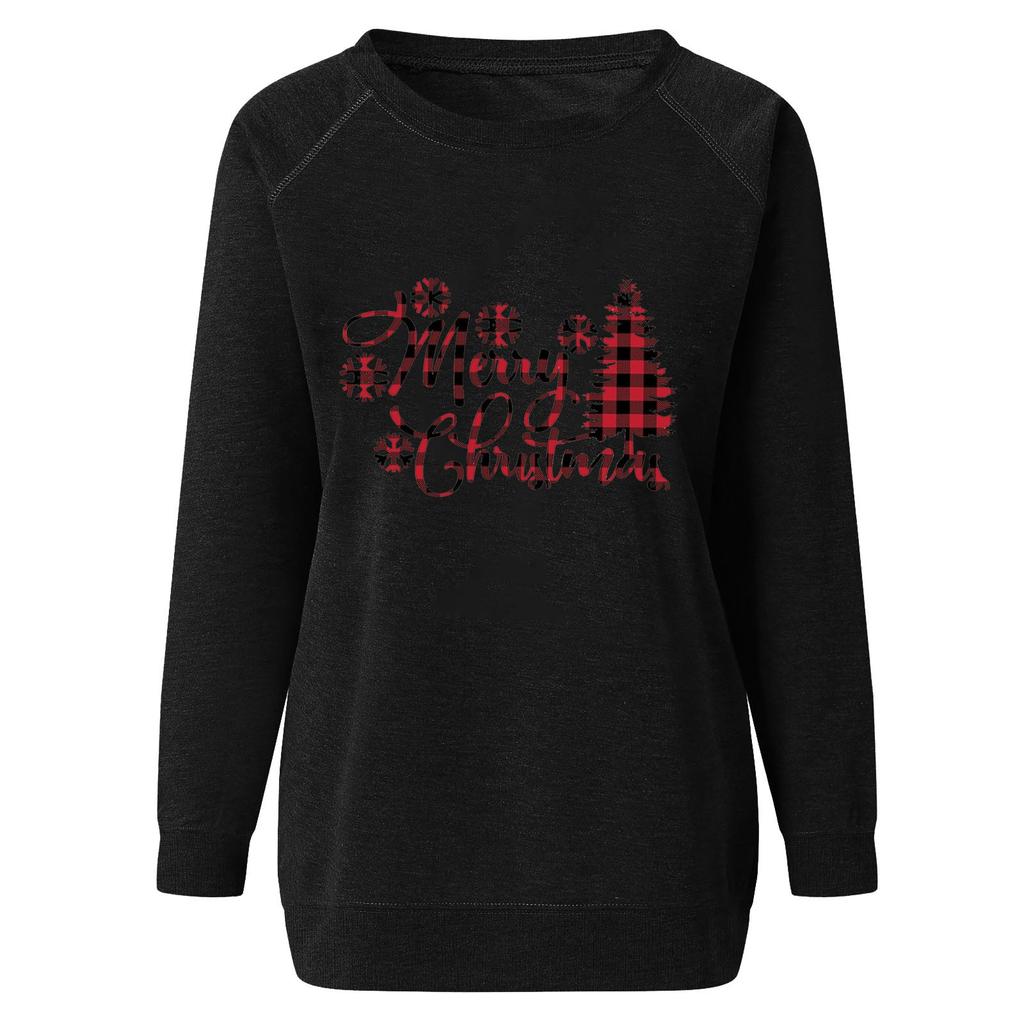 Dámský ležérní módní vánoční svetr s dlouhým rukávem a výstřihem do O