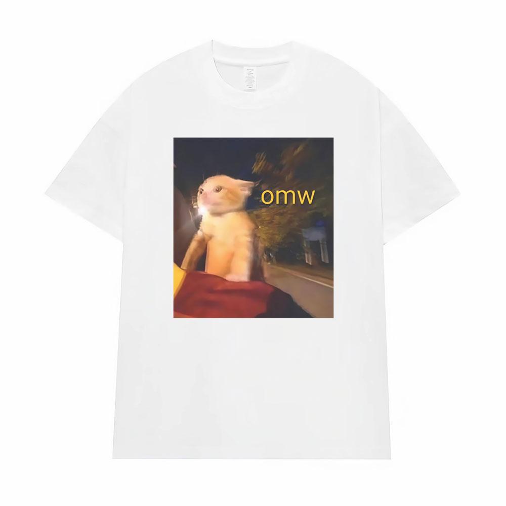 Omw! Cat Funny Meme Graphic T-shirts Men Women Clothes Fashion Vintage T Shirts Oversized High Quality T Shirt Cotton Streetwear