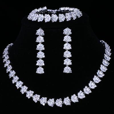 Emmaya – ensemble de bijoux de mariée de luxe pour femmes, 3 pièces en Zircon scintillant Aaa pavé à la main, ensemble de bijoux de mariage, vente