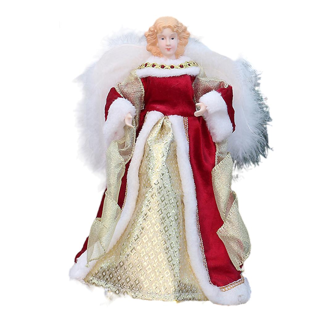 New Angel Treetop 12inch Christmas Ornament Angel Figurine Christmas Tree Topper for Holiday Desktop Living Room Bedroom Bar