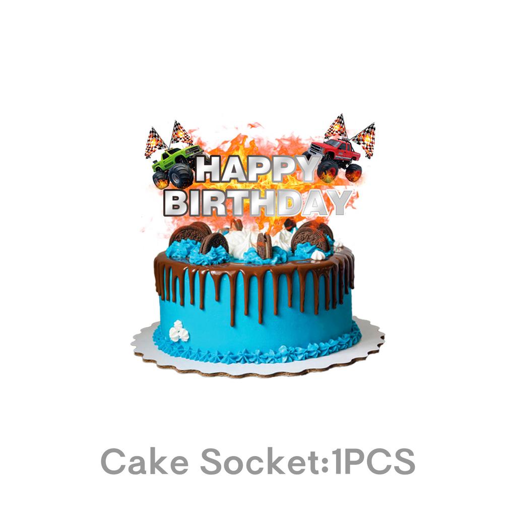 Monster Truck Theme Party Supplies Suv Party Decoration Banner Tableware Tablecloth Tissue Arrangement