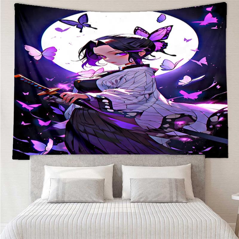 Demon Slayer Shinobu Kocho Tapestry for Bedroom Aesthetic Classroom Tapestries Wall Hanging for Living Room Dorm Office,Ideal Creative Gift
