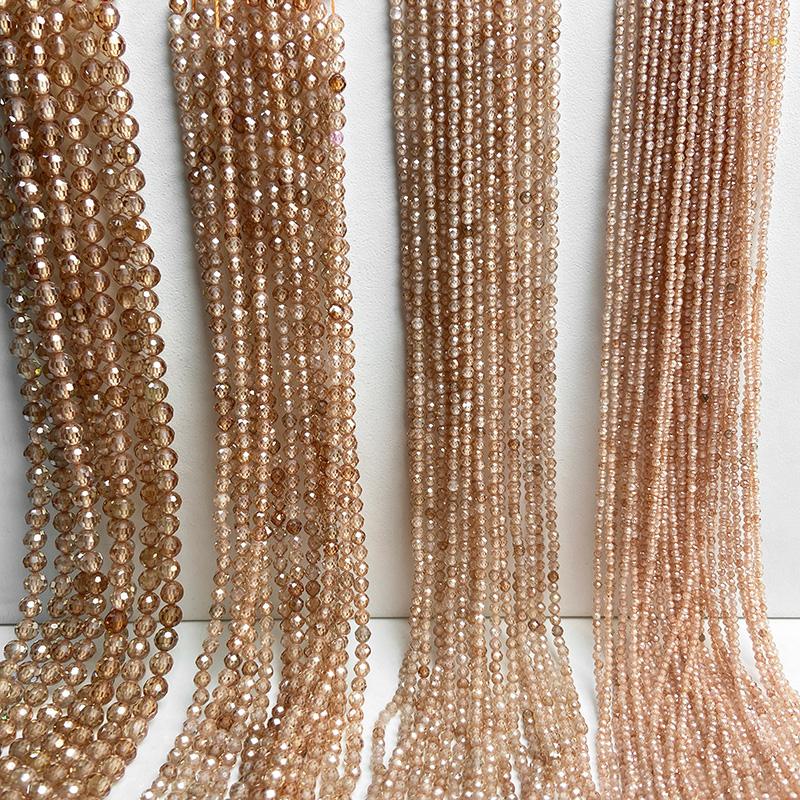 Perles de Zircon Naturel Facetté Champagne Perles Espacement Libres Pour la Fabrication de Bijoux Accessoires Charms DIY Fait Main 2 3 4mm Vente en Gros