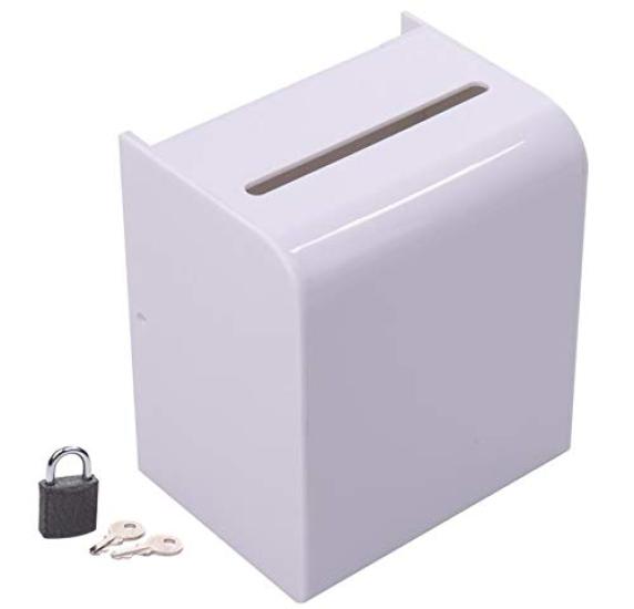 YW Supply Curved Front Design Acrylic Survey 16cm Padlock Included YS-1002 Box/Suggestion Box, Wide,