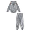 S-4XL Tuta da Sauna Sudorazione Uomo Manica Lunga Giacca con Cappuccio con Pantaloni a Vita Elastica PVC Allenamento Palestra Outfit
