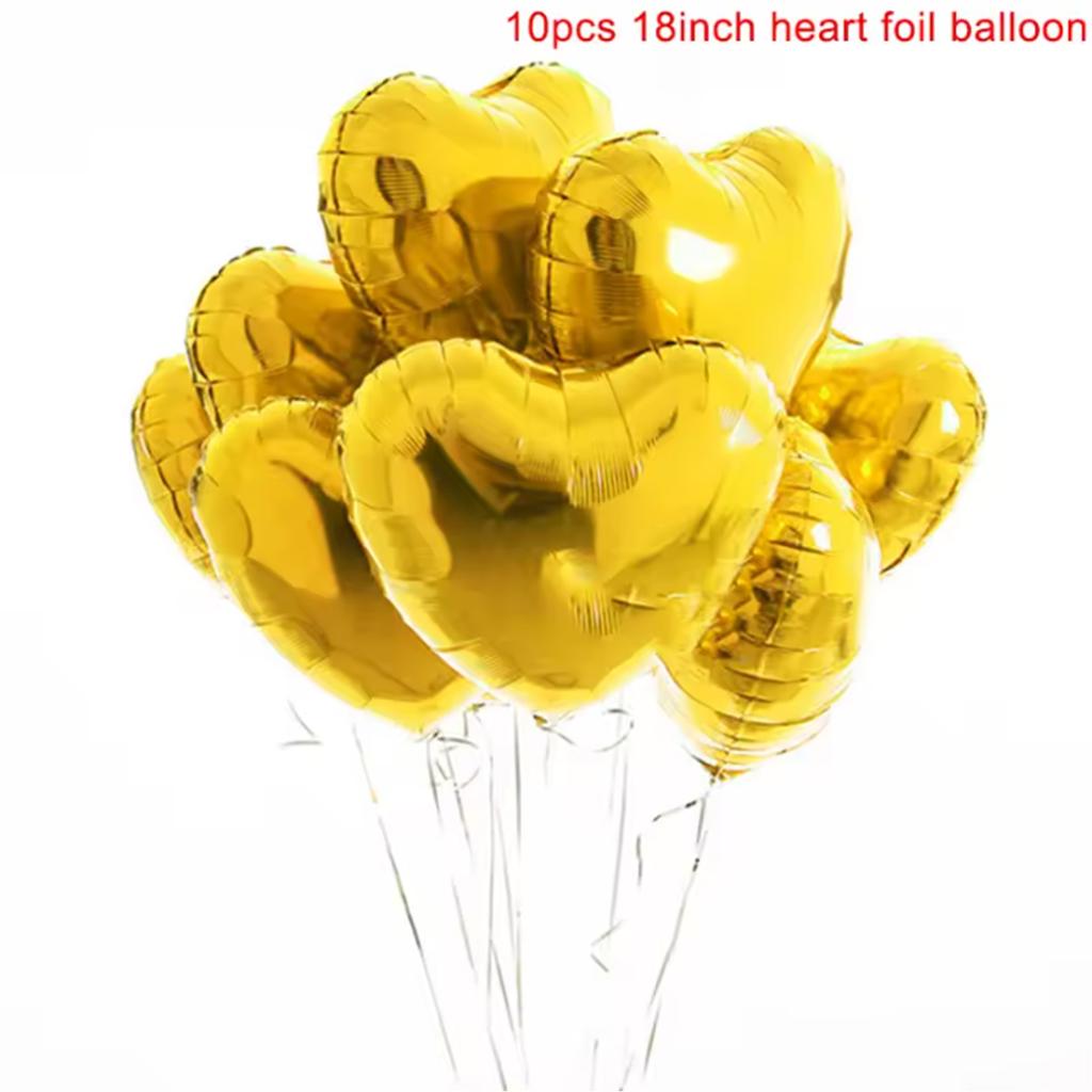 10pcs 18inch Rose Gold Love Heart Shape Foil Balloons Wedding Birthday Party Decorations Aluminum Foil Ballons Air Balls Globos