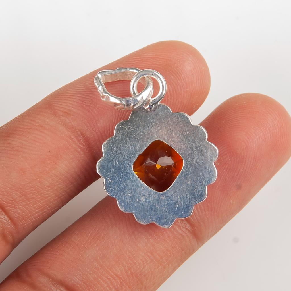 Citrine Gemstone 925 Sterling Silver Jewelry Handmade Partywear Pendant 1.37" PP-34-4
