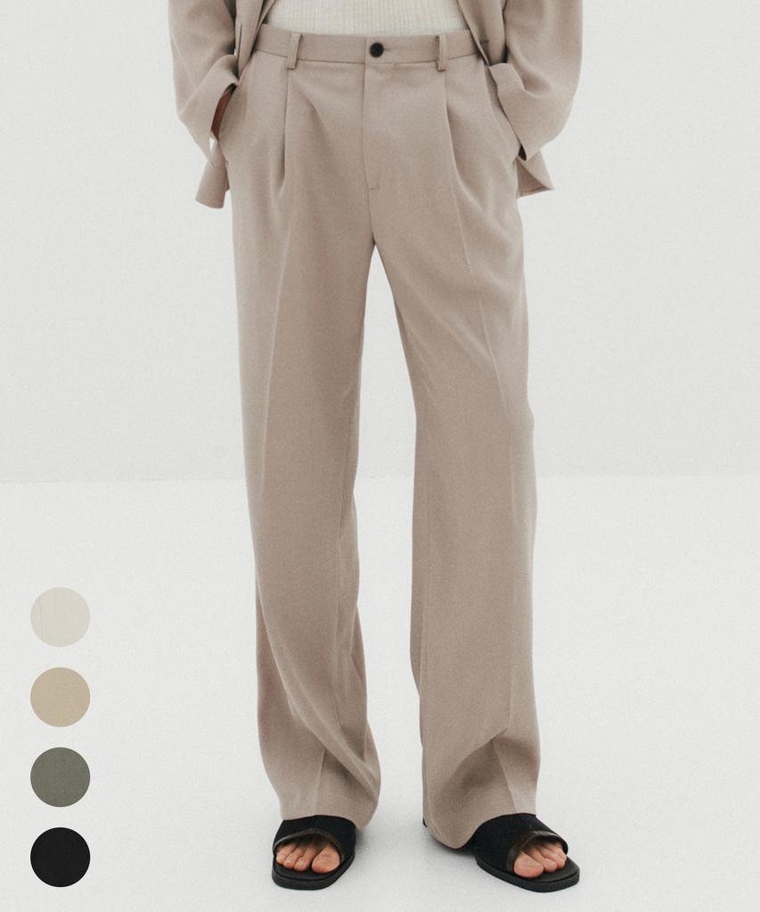 SUARE Linen-Like Single-Pleat Pants - 4 Colors