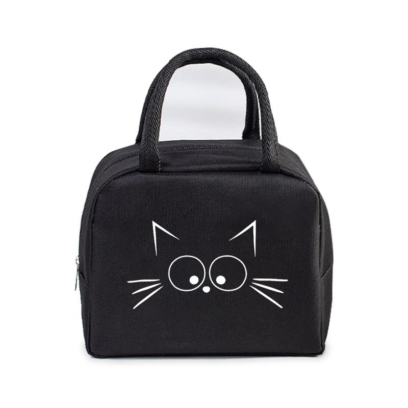 Women Men Oxford Lunch Bag Cartoon Cat Series Graphics Portable Insulated Thermal Bag School Teacher Student Lunch Box Handbag