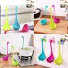 Stylish Plastic Long Handle Hanging Soup Spoon Set In Purple Green Blue Colors