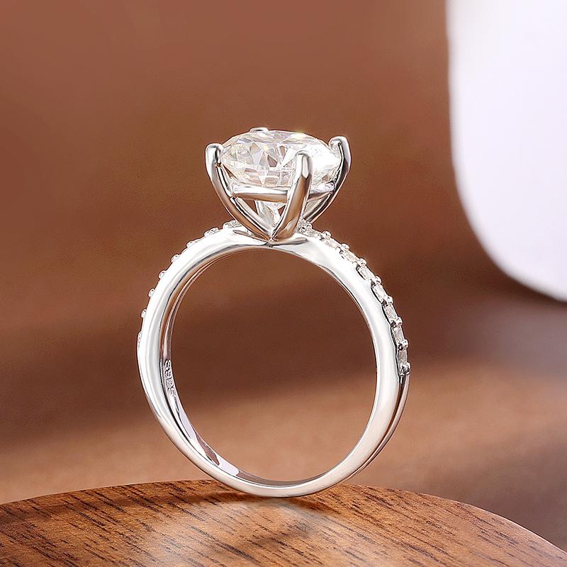 D VVS1 1-3ct Bague Moissanite Ronde Plaqué Or Blanc 18K Argent Sterling s925 avec Diamant GRA Alliances pour Femmes