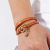 New Arrivals Retro Two Loop Leather Bracelet Men Punk Horseshoe Buckle Wrap Bracelets Creative Jewelry Gift