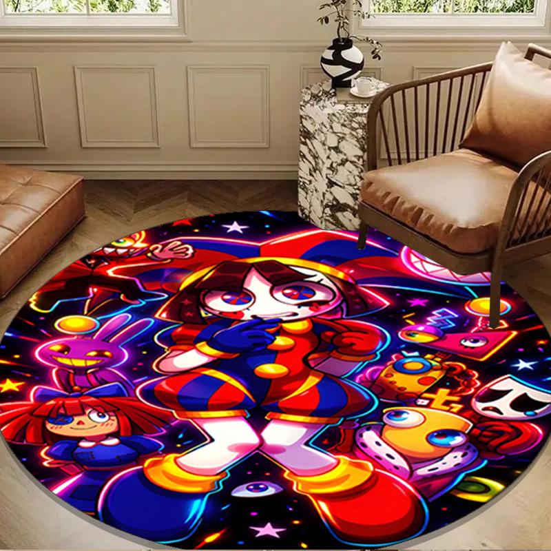 Amazing Digital Circus Round Rug for Livingroom,Bedroom, Palyroom, Chair Rug, Area rug, Circle Carpet, Large Size Decor Fan Christmas gift