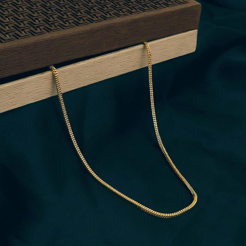 Designer Golden Chain Thin Light Weighted Gold Plated Gold Chain For Girls Women Men Boys 28 Inches