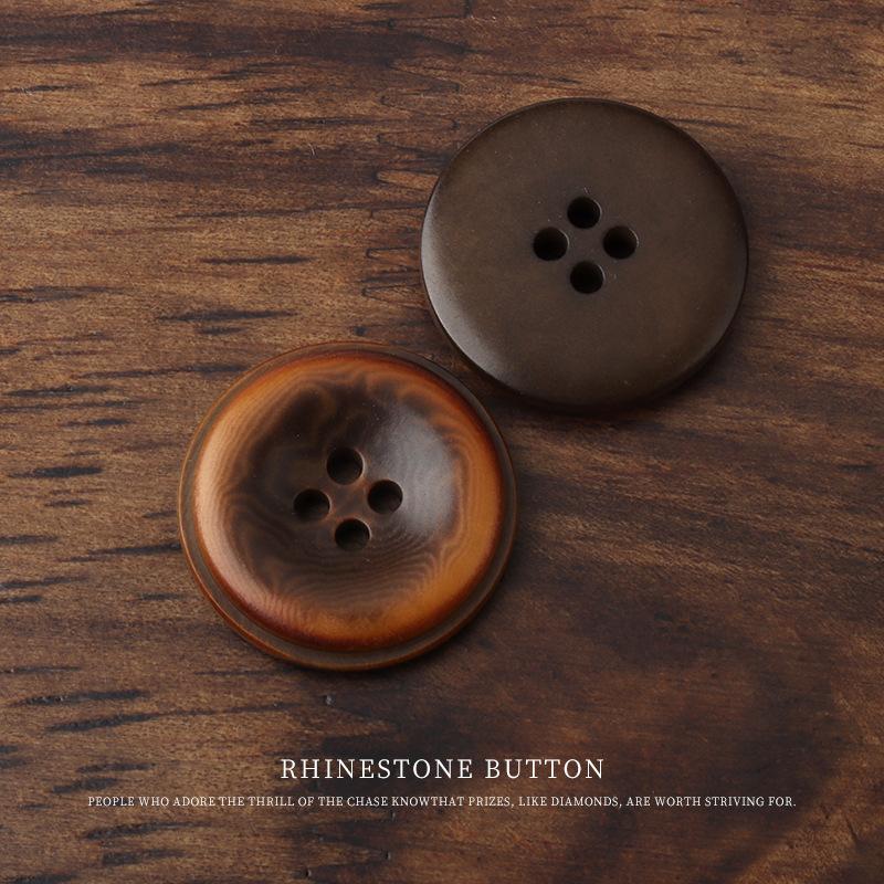 

5pcs Coffee Sizzling Fruit Buttons, High-End Woolen Coat, Trench Coat Buttons, Suit Dress Jacket, Four-Eye Buttons 15mm brown