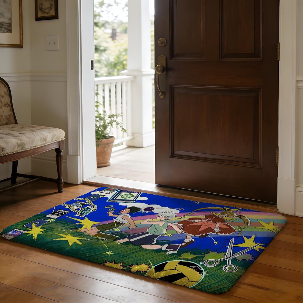 Floor Mat Soft Flannel Rug Non-Slip Absorbent Mat for Bathroom Bedroom Home Decor P-P-Peaceminusones Design Anime