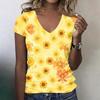 Women V Neck Short Sleeve Floral Print T Shirt Casual Lightweight Top Summer Blouse Soft Fabric Comfortable Fit