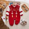 Mono Rojo para Bebé de Mes Completo con Forro de Forro Polar Ropa Otoño e Invierno Estilo Chino Romper para Bebé de Un Año Cien Días