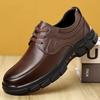 2025 New Men's Luxury Style Genuine Leather Casual Shoes Lightweight Soft Sole Lace Up Dad Loafers for Middle Aged To Senior
