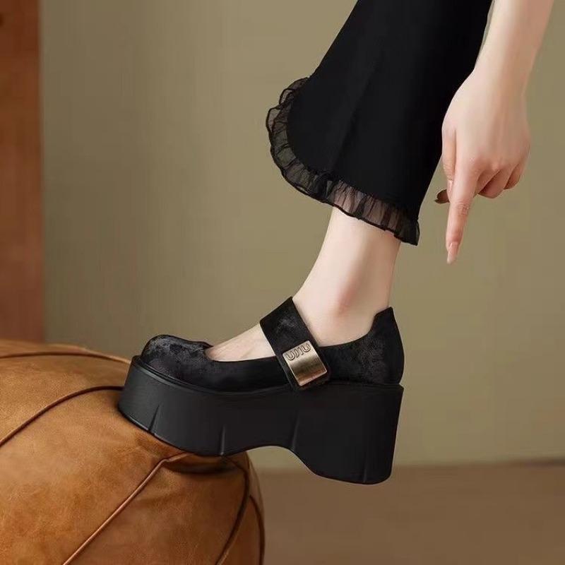 Dámské boty 2024 Horký výprodej Lodičky Mary Jane Dámské vysoké podpatky Módní Mělký výkroj Nová Kulatá špička Ležérní Platformové podpatky