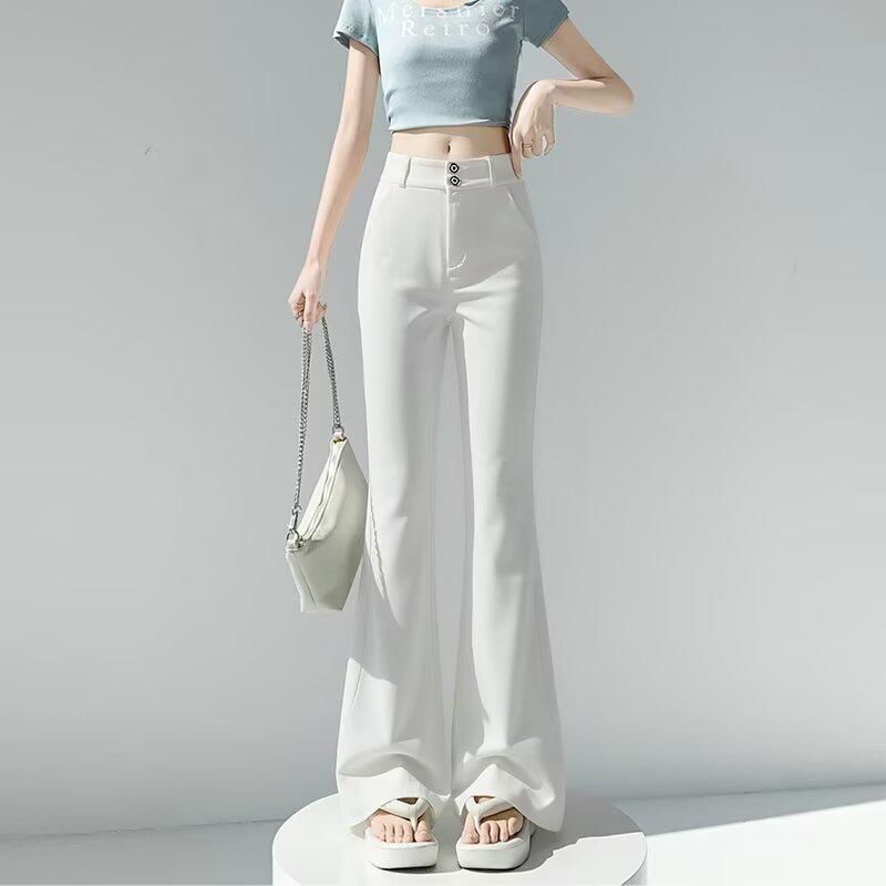 Women s Plus Size Tall Black Micro-Flare Bell Bottom Pants for Spring/Summer 5X