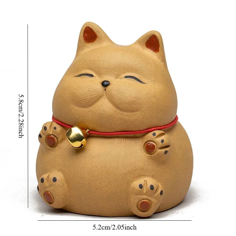 Chinese Yixing Purple Clay Tea Pet Handmade Sculpture Animal Ornaments Lucky Cat Statue Decoration Desktop Decors Crafts Tea Set