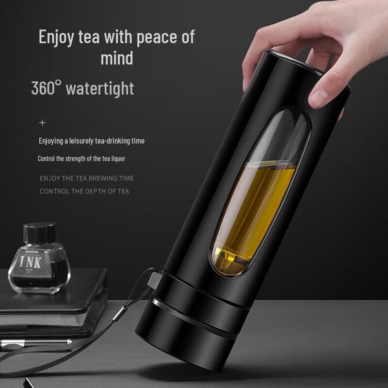 Sichun Men's Double-Layer Glass Tea Infuser Bottle