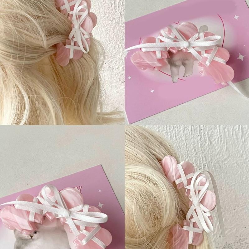 Acrylic Butterfly Knot Hair Clip with Ribbon Tie Stylish and Elegant Hair Pins Headwear Accessory for Women and Girls