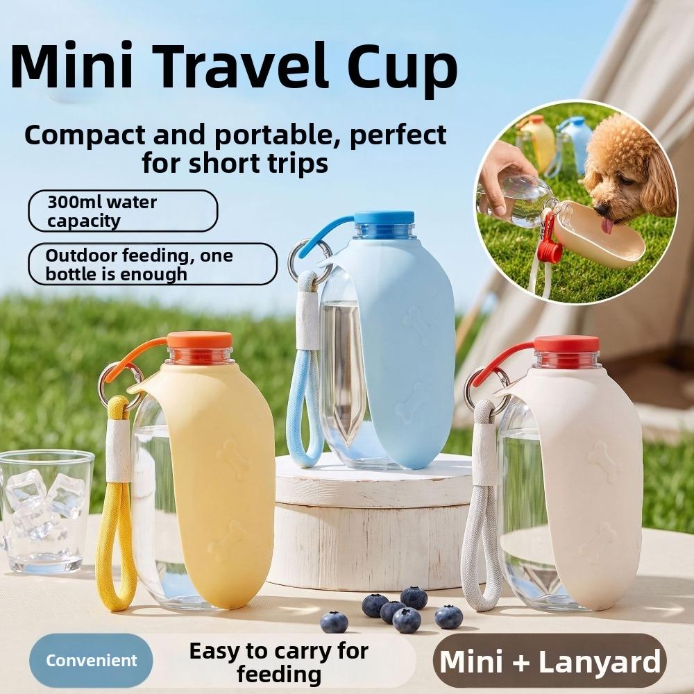 300 ML Portable Dog Drinking Cup 2-in-1 Collapsible Dog Drinker Foldable Pet Water Bottle  Outdoor