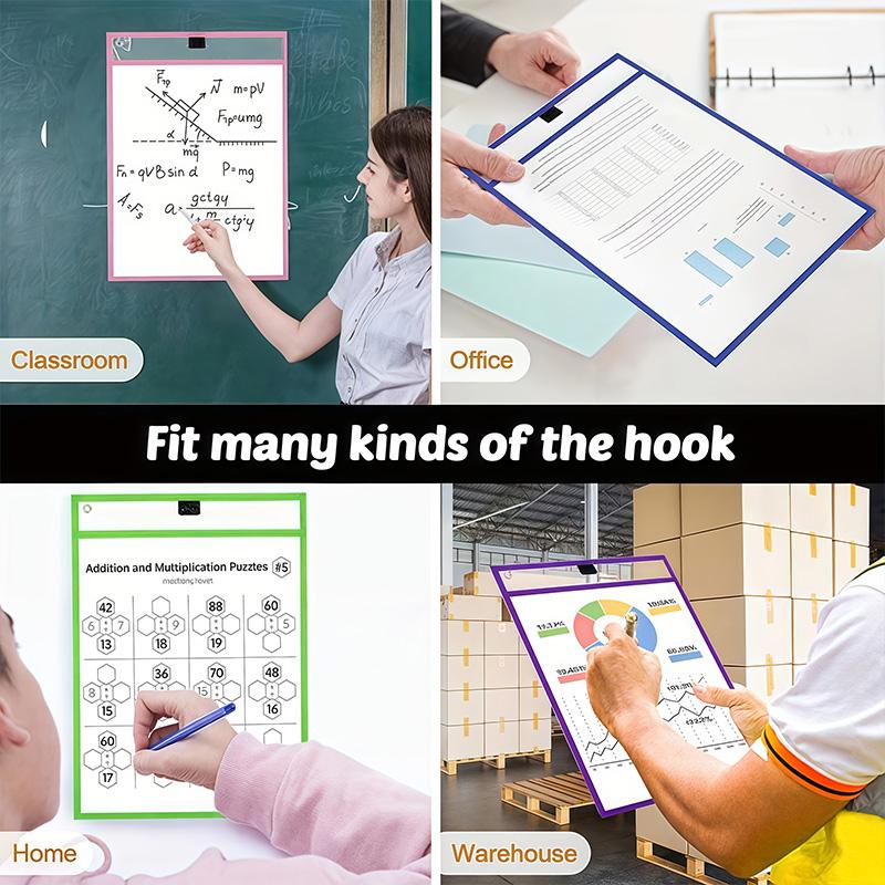 20 PCS Reusable Dry Erase Pockets, Extra Large Writing Eraser Pockets (10 Dry Erase Bags 10 Pens)