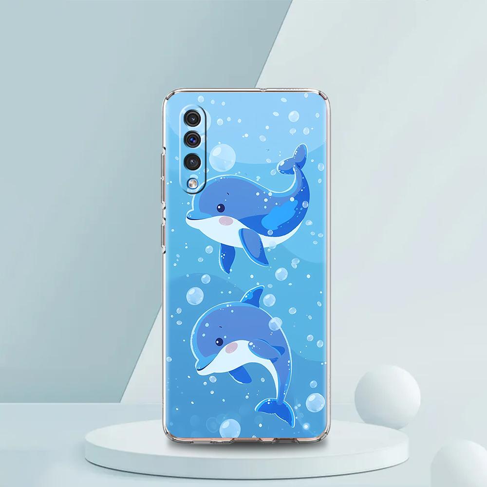 Ocean Animal Dolphin Transparent Phone Case for Samsung Galaxy A16 A14 A12 A22 A24 A42 A02 A03S A06 A50 A20 A30 A40 Soft Cover