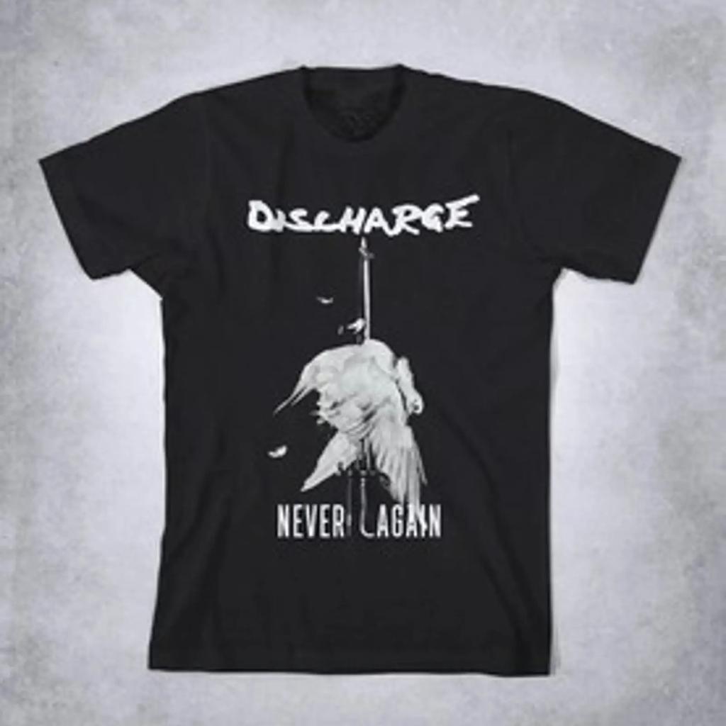 Vintage Discharge Band Never Again Cotton Black S 234xl T Shirt Vintage Top For Everyday Wear Streetwear