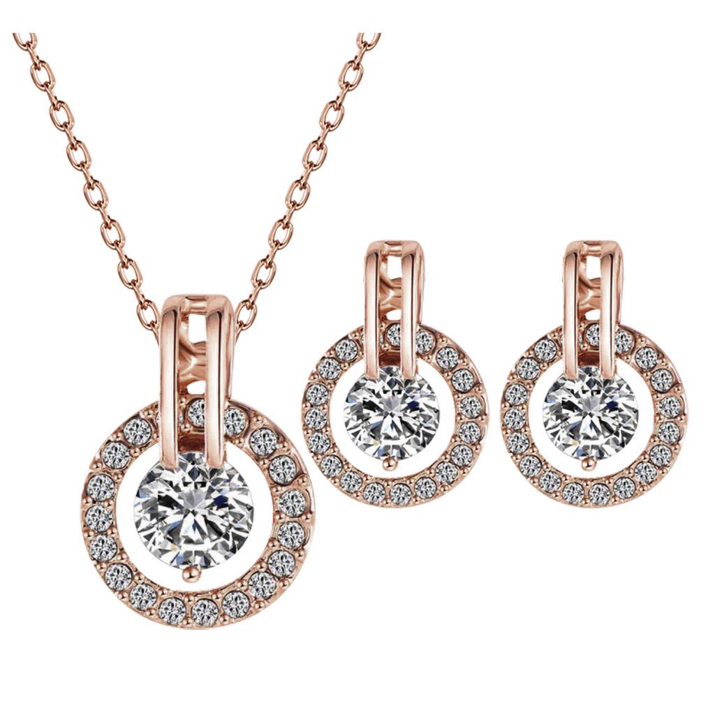 Women Necklace Charm Pendant Jewelry Gifts Necklace Ear Stud Set