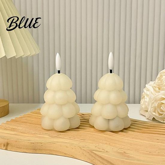 Christmas Party Table Centerpieces Tree Shaped Flameless LED Candles, Battery Operated Flickering Candle Dorm Room Bedside Lights Light, Holiday