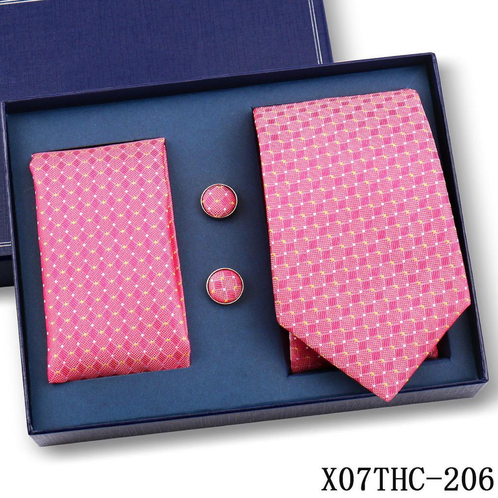 Tie Square Cufflinks 3-Piece Suit Retro Striped Hand Tie High-End Gift Box Set