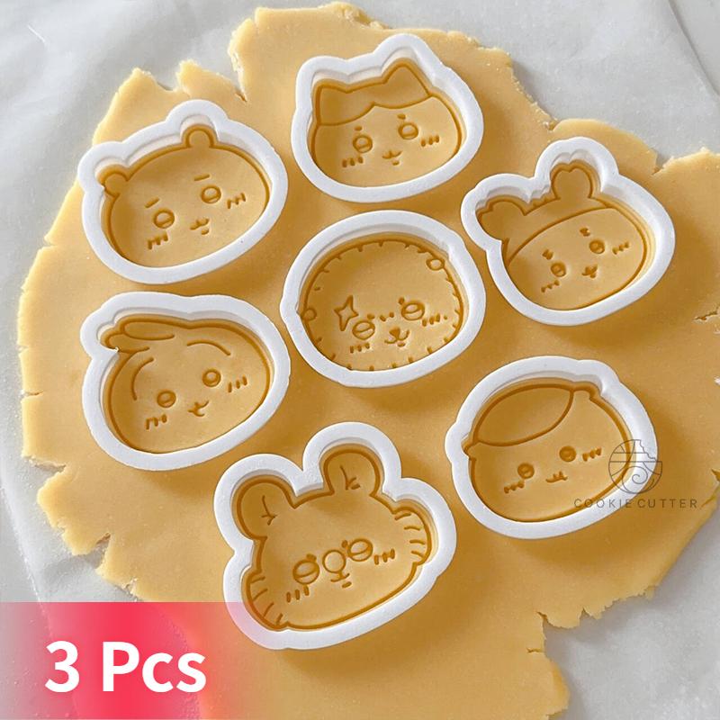 3 Stück Keksausstecher Plätzchenausstecher DIY Haustier-Snackform Cartoon Kawaii Keksform Kastanien Gedämpfte Kekse Dessert Backwerkzeuge