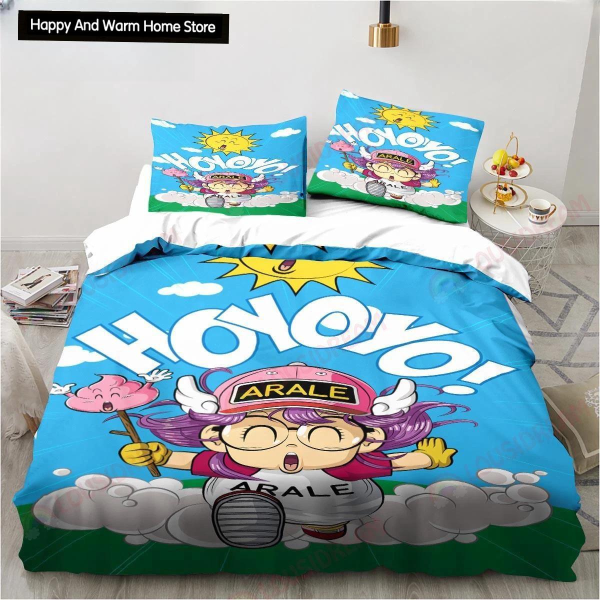 

Одеяло Новое Милый Мультяшный Dr S-Slump Arale Аниме Комплект Постельного Белья Простыня King Twin Double Комплект Постельного Белья Для Мальчиков Микрофибра Или Полиэстер Comforter (quilt)-EU Single(135*200cm)3pcs