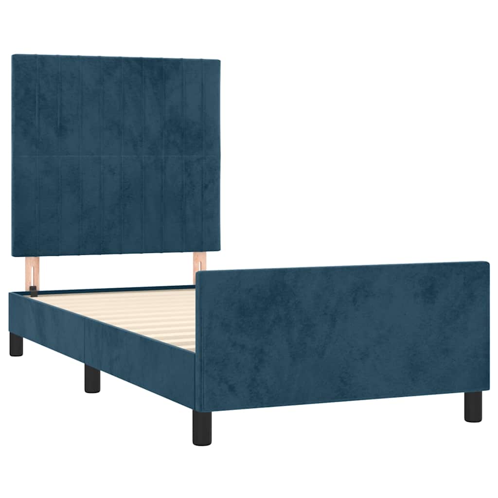 Bed Frame without Mattress Dark Blue 90 x 200 cm Velvet